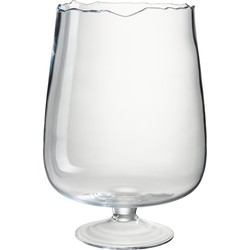 J-line - Windlicht Op Voet Onregelmatige Rand Glas Transparant Large - 29x29x44cm