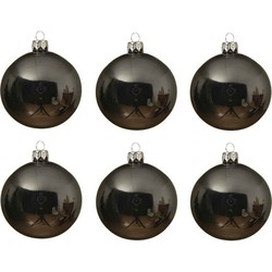 Decoris kerstballen - 6x st - blauw stone - 6 cm - glas - glans - Kerstbal