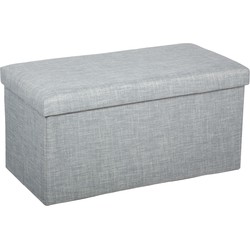 Atmosphera Poef/hocker/voetenbankje - opbergbox - lichtgrijs - PO/MDF - 76 x 38 x 38 cm - Poefs