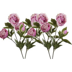 4x Roze pioenrozen kunstbloemen takken 70 cm - Kunstbloemen