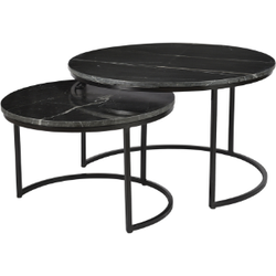 Salontafel Nova | Set van 2 | Rond | Zwart marmer