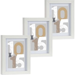 3x stuks houten fotolijst wit geschikt voor een foto van 10 x 15 cm of 13 x 18 cm - Fotolijsten