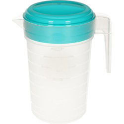 Plasticforte Waterkan met deksel - blauw - 2L- transparant - kunststof - Schenkkannen
