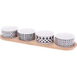 Excellent Houseware set van 4x luxe hapjes/saus/tapas porselein schaaltjes - Snack en tapasschalen