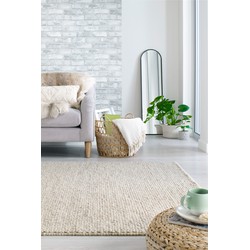 Minerals Uni vloerkleed - Laagpolig - Wol - Bolletjes Modern - Naturel / Beige - 160 X 230 CM