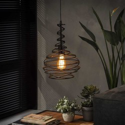 Hanglamp Industrieel Kelsey Kegel Zwart 1-Lichts