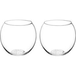 Atmosphera bloemenvaas - 2x - Ronde Bol model - transparant - glas - H18 x D19 cm - Vazen