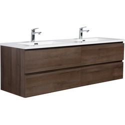 Badplaats Badkamermeubel Set Angela 160cm - Bruin Eiken - Badmeubel met Wastafel