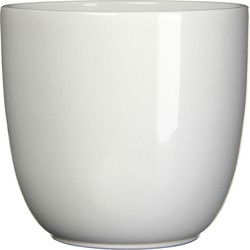 Mica Decorations Bloempot/plantenpot - wit - keramiek - D14 cm x H14 - Plantenpotten