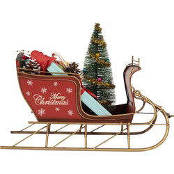 Clayre & Eef Kerstdecoratie Beeld Slee Rood Metaal