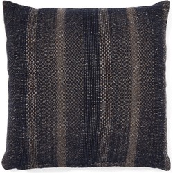 Kave Home - Kussenhoes Sunta van katoen met donkerblauwe strepen 50 x 50 cm