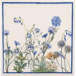 Clayre & Eef Servetten Papier Set van 20 33x33 cm Wit Blauw Bloemen