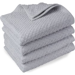 DoubleDry Handdoekenset - Popcorn Weave - 4 Stuks - 70x140 cm - 100% Katoen - OEKO-TEX Made in Green - Licht Grijs