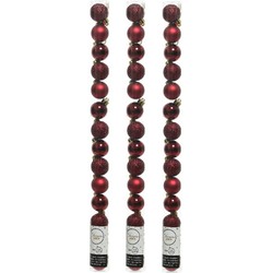 42x stuks kleine kunststof kerstballen donkerrood 3 cm - Kerstbal