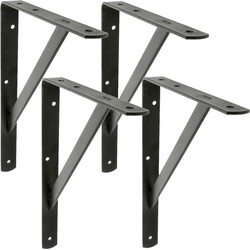 AMIG Plankdrager/planksteun van metaal - 4x - gelakt zwart - H400 x B275 mm - Tot 225 kg - Plankdragers