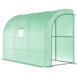 4goodz Outsunny Kas, Tuinkas met Plastic Bedekking, UV-bestendig 300x150 cm - Groen