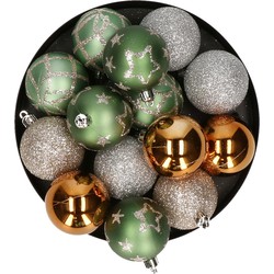 Feeric Christmas kerstballen - 15x -D5 cm - mix groen/champagne - plastic - Kerstbal