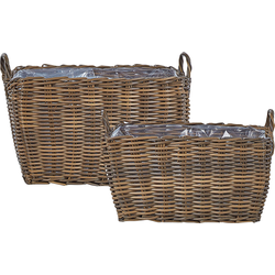 ORMOS - Plantenbak set van 3 - Bruin - PE rotan