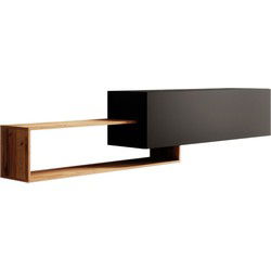 Meubella - TV-Meubel Valdix - Mat zwart - Eiken - 210 cm