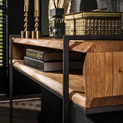 Sidetable Rechthoek - Naturel Massief Acaciahout - Open Vak