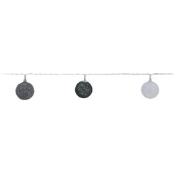 Christmas Decoration verlichting snoer - 10 bollen - wit/grijs -165 cm - Lichtsnoeren