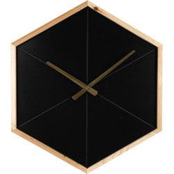 Clayre & Eef Wandklok Zwart Bruin Hout