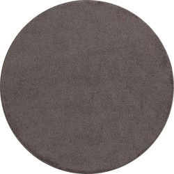 Outlet - Basics Effen Rond Vloerkleed Bruin Laagpolig- 160 CM ROND
