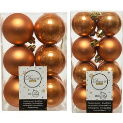 Kerstversiering kunststof kerstballen cognac bruin 4-6 cm pakket van 40x stuks - Kerstbal