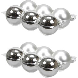 12x stuks glazen kerstballen zilver 8 cm mat/glans - Kerstbal