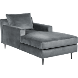 Beliani GUERET - Chaise longue-Grijs-Fluweel