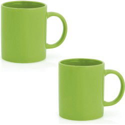 Bellatio Design Koffie mokken/bekers - 4x - keramiek - groen - 370 ml - Bekers