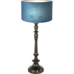 Anne Lighting - tafellamp - Bois - zwart - hout velours stof - Ø 30cm - E27 - 3772ZW