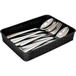 Hega Hogar Opbergmandje/ladeverdeler - zwart - 4.5 liter - kunststof - 26 x 35 x 6 cm - Opbergmanden
