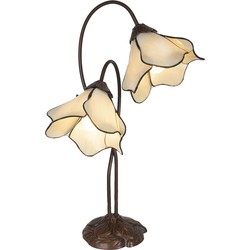 LumiLamp Tiffany Tafellamp  40x21x64 cm Beige Kunststof Glas Tiffany Bureaulamp