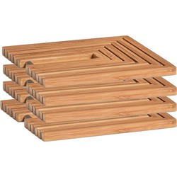 4x Houten pallet onderzetters voor pannen/schalen uitvouwbaar 19 x 19 cm - Panonderzetters