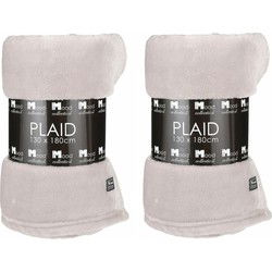 Fleece deken - 2x - lichtgrijs - 130 x 180 cm - polyester - fleeceplaid - Plaids