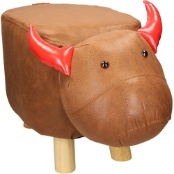 WOMO-DESIGN dierenkruk kalfs bruin/rood, 68x30x37 cm, gemaakt van kunstleer