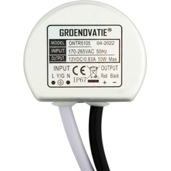 Groenovatie LED Transformator 12V, Max. 10 Watt, Waterdicht IP67