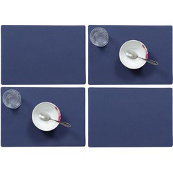 Set van 4x stuks stevige luxe Tafel placemats Plain donkerblauw 30 x 43 cm - Placemats