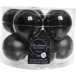 Decoris Kerstballen set - 10x stuks - zwart glas - 6 cm - glans/mat - kerstversiering - Kerstbal