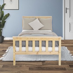 Bedframe eenpersoonsbed 90x200cm van grenenhout in naturel met lattenbodem ML design
