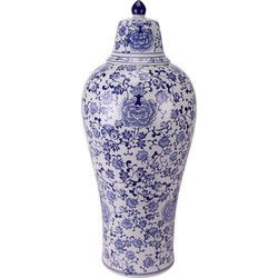 Fine Asianliving Chinese Gemberpot Porselein Blauw Wit Bloemenmotief