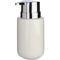 Zeeppompje/dispenser van keramiek - wit/zilver - 350 ml - Zeeppompjes