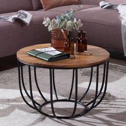 Pippa Design ronde salontafel in trendy industrieel design - bruin