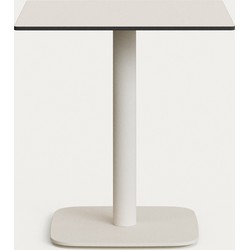 Kave Home - Witte Dina-buitentafel met wit gelakte metalen poot 68 x 68 x 70 cm