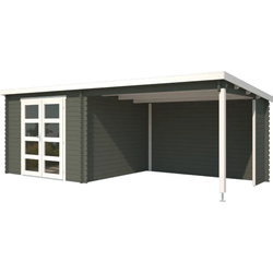 Blokhut met overkapping Manuel 600x275 Green Grey-Wit