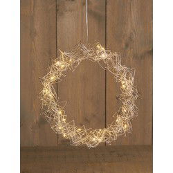 Batterijverlichting metalen krans 30 cm warm wit
