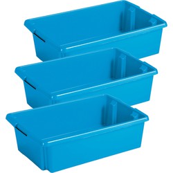 Sunware Opslagbox - 3 stuks - kunststof 30 liter blauw 59 x 39 x 17 cm - Opbergbox
