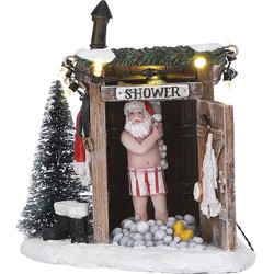 LuVille Kerstdorp Miniatuur Naakte Kerstman - L10 x B9 x H11 cm