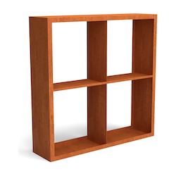 Egura cortenstaal houtopslag onderverdeling 4 vakken 1500x385x1500 mm